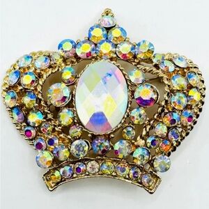 Iridescent Crown Jewel Large Brooch